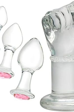 Glass Crystal Anal Plug Fist Hand Butt Plug, Pink Jewelry Anal Training Sets Toys Anal Stimulation Sex Toy For Unisex Masturbation