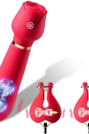 2 In 1 Rose Nipple Toys G Spot Wand Vibrators For Women,Nipple Clitoral Vibrator Sex Toys With 10 Powerful Vibration, Rechargeable Adult Sex Toys Nipple Clamps Stimulator For Women Couples Pleasure