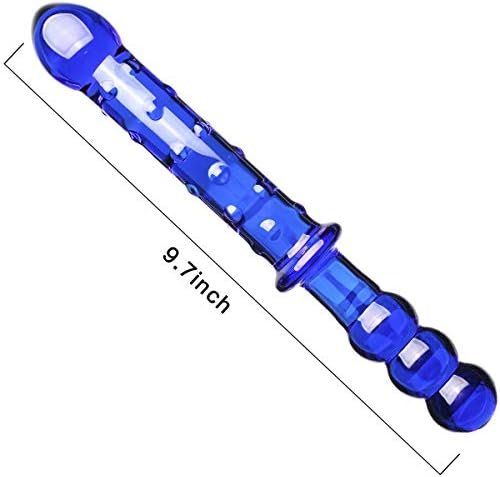 Crystal Glass Pleasure Wand Dildo Penis - Akstore - Blue Glass Dotted Double Head Design Personal Massager Anal Sex Toy (Pink-Heart) - Image 2