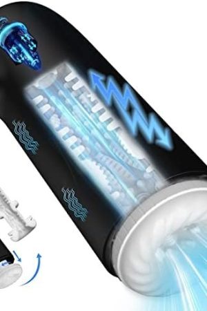 Automatic Male Masturbator,Can Be Used In Water 7+1 Thrust&Vibration Modes Pump,Sex Toy For Men Easy Clean, Anaranja Male Sex Toys