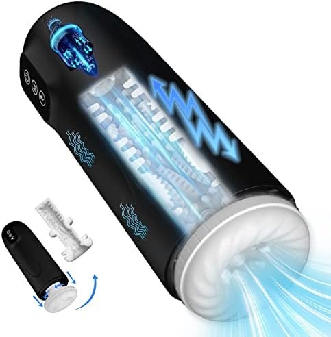 Automatic Male Masturbator,Can Be Used In Water 7+1 Thrust&Vibration Modes Pump,Sex Toy For Men Easy Clean, Anaranja Male Sex Toys