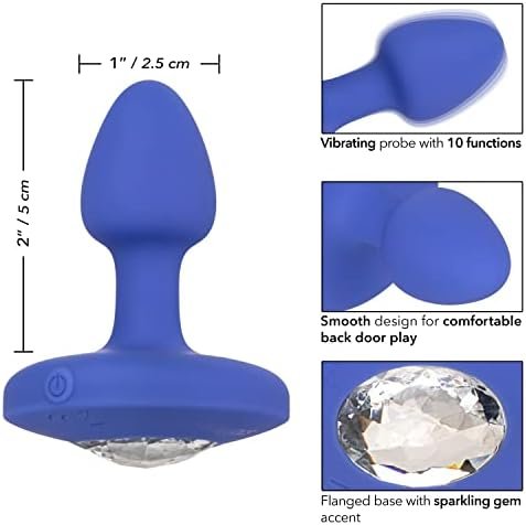 Calexotics Cheeky Gems Small Rechargeable Vibrating Probe Anal Butt Plug Vibrator - Blue - Se-0443-15-3 - Image 2