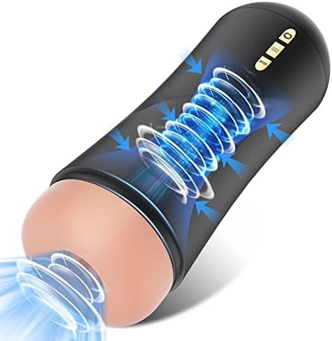 Automatic Male Masturbators Cup, Upgraded Sucking Masturbator Cup With 5 Suction & 10 Vibration Modes, 3D Realistic Textured Sleeve Pocket Pussy Male Stroker Blowjob Sex Toys (Black)