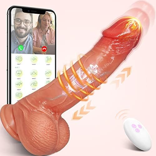Luzine Thrusting Dildo Vibrator For Women, 3 In 1 Realistic Vibrating Dildos With 3 Thrusting & 6 Vibrating Modes, App & Remote Control Adult Sex Toys For Sex Pleasure , Flesh