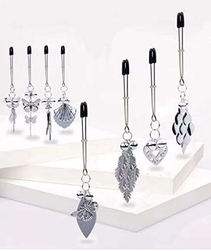 Silver Butterfly Pendant Bell Nipple Clamps, Adjustable Breast Nipple Clamps, Papilla Straighteners Corrector Nipple Shield Nipple Clamps Adjustable Breast Clamps (E) - Image 3