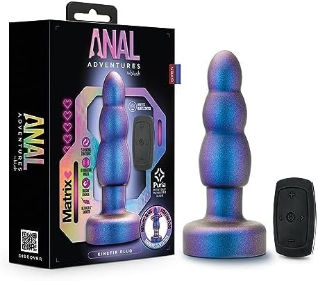 Blush Anal Adventures Matrix Interstellar Silicone Anal Plug Ultrasilk Smooth Tapered Tip Easy Insertion & Training Stayput Technology & Anchortech Base Anal Sex Toy For All Genders Vibrating Dildo