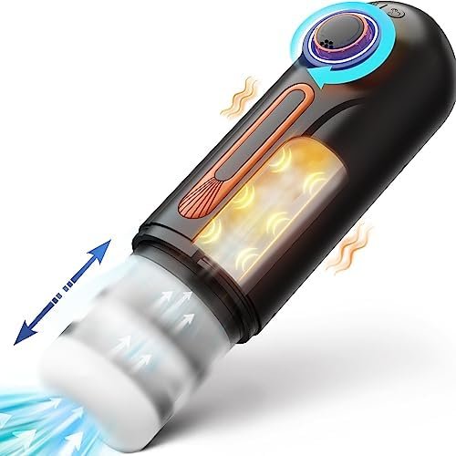 Automatic Male Masturbator Cup With Thrusting & Sucking & Vibrating & Heating & Sexy Voice Modes Male Stroker With 3D Realistic Textured Vagina For Penis Stimulation Adult Sex Toys For Men Pleasure