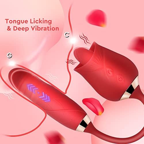 Rose Sex Toy Vibrator For Women Clitoral Tongue Licking And Insertion Dildo Vibrator 10 Speed Modes Adult Sex Toys For Couples G-Spot Vibrator Clitoral Nipple Massager To Stimulate Pleasure - Image 2