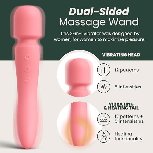 Quinn Wellness Adult Sex Toy Groove - Dual-Sided Heating Vibrator Wand - 12 Modes & 5 Speeds On Head & Tail - G-Spot & Clitoral Stimulator For Women - Rechargeable Waterproof Sexual Massager - Peach - Image 2