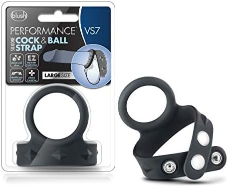Blush Performance Vs7 Silicone C Ring & Ball Strap - Puria Platinum Cured Silicone - Stainless Steel 3 Position Nickel Free Snaps - Harder Erections. Last Longer - Penis Enhancing Sex Toy For Men