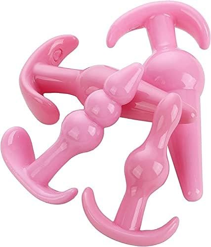 Pack Of 4 Pink Silicone Butt Plugs Training Set, Anal Sex Toys Starter Kit For Starter Beginner Men Women Couples Flared Anchor Base Prostate Waterproof - Image 3