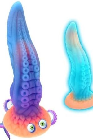 9.6 Inch Giant Simulated Dildo With Glowing Octopus Tentacles Thick Monster Dildo With Suction Cups Dragon Dildo For Vaginal And Anal Play Fantastic G-Spot.Suitable For Hands-Free Play Adult Sex Toys