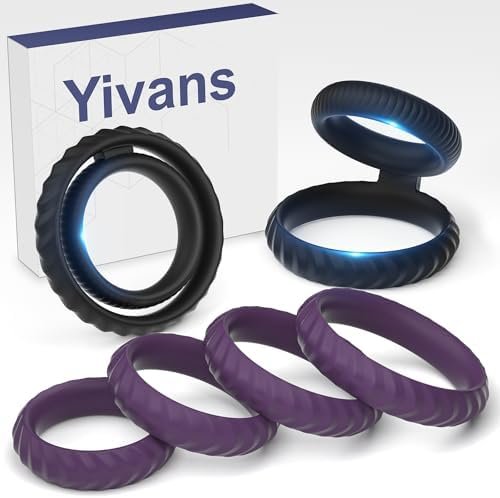 Silicone Penis Rings Set Sex Toys For Men, Yivans 6 Pcs Different Sizes Cock Ring For Erection Enhancing, Longer Lasting Stronger Male Soft Stretchy Adult Sex Toys & Games For Couples (Black)