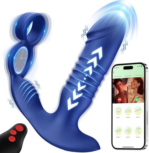 Adult Male Sex Toys For Men'S Sex – Anal Prostate Massager With Dual Cock Ring, App & Remote Control Butt Plug, 7 Thrusting & Vibrating Modes G Spot Vibrator Couples