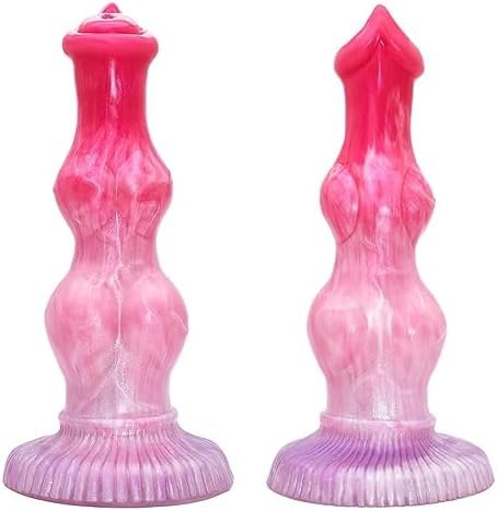 Silicone Dog Dildo G-Spot Vaginal Stimulator With 2 Beads Bottom Suction Cup, Realistic Dog Penis Design Adult Toys For Female Pleasure Anal Dilation Peachy Color (M) - Image 2