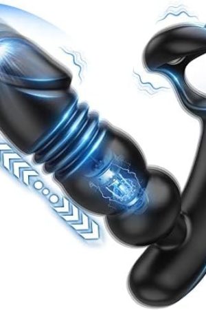 Thrusting Anal Vibrator Prostate Massager - Anal Beads Anal Dildo 7 Modes With Cock Ring Anal Plug Anal Sex Toys P Spot Massager Audlt Toys Remote Control Anal Toys Sex Toys For Men