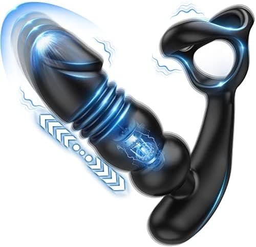 Thrusting Anal Vibrator Prostate Massager - Anal Beads Anal Dildo 7 Modes With Cock Ring Anal Plug Anal Sex Toys P Spot Massager Audlt Toys Remote Control Anal Toys Sex Toys For Men