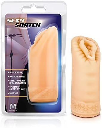 Blush M For Men Sexy Snatch Stroker - 5.5" Soft Realistic Masturbator - 5 Rows Of Massaging Pleasure Beads - Open Ended For Easy Cleaning And Warms To The Touch - Solo Or Couples Play - Sex Toy For Men - Natural