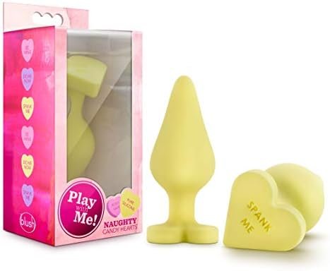 Blush Naughty Candy Heart - Smooth Satin Silicone Heart Shaped Bottom Anal Butt Plug Sex Toy For Men And Women - Yellow