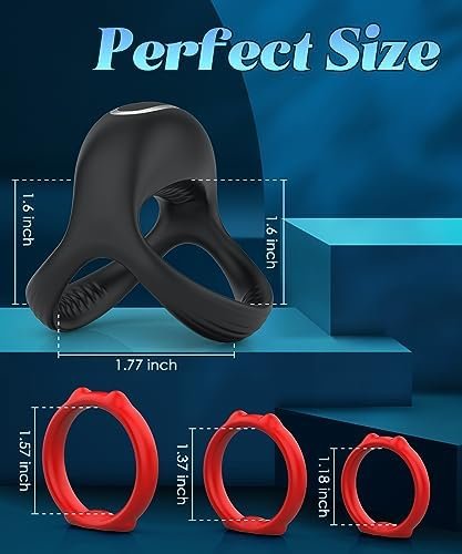 Silicone Penis Rings Set, Vibrating Cock Ring With 10 Vibration Modes, 3 Different Sizes Cock Rings With Cat Design For Erection Enhancing, Long Lasting Stronger Adult Sex Toys For Men Or Couple - Image 2