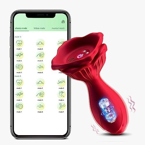 Anal Plug Sex Toys Vibrator - Vibrating Rose Butt Plug App Remote Control Vibrators With 9 Modes Waterproof Silicone Prostate Massager,Adult Sex Toy For Men Couples & Beginner