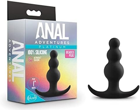 Blush Anal Adventures Platinum Beaded Silicone Butt Plug - Flared Base For Safety Comfort & Wearability - Designed For Anal & Prostate Play - Increased Bead Sizes - Ultrasilk Smooth Sex Toy For Adults