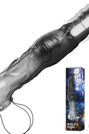 Vibrating Penis Sleeve With Cock Ring, Reusable Thicken Condom Dildo Vibrator Penis Extender Enlarger Delay Ejaculation Sex Toys For Couple Stimulation (Black)