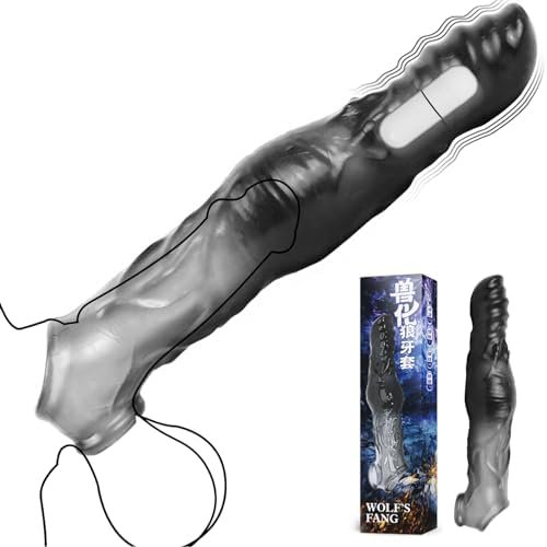 Vibrating Penis Sleeve With Cock Ring, Reusable Thicken Condom Dildo Vibrator Penis Extender Enlarger Delay Ejaculation Sex Toys For Couple Stimulation (Black)