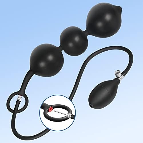 Expand Inflatable Anal Butt Plug Silicone Anal Beads With 3 Balls Detachable Needle Adjustable Size Adult Sex Toy For Gay Lesbian Couple Masturbation - Image 2