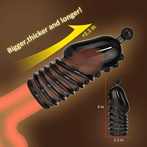 Ultra Soft Life Like Penis Sleeve Enhancer Male Length And Girth Extender, Reusable Condoms Cock Enlarger Ribbed For Pleasure Sex Enhancing Sex Toy For Men Couples Black - Image 2