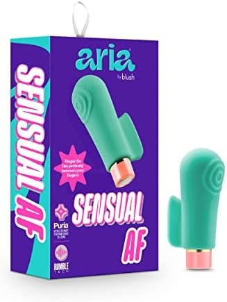 Blush Aria Sensual Af Silicone Vibrator - Rumbletech Rumbly 10 Vibration Settings - Finger Fin For Accessibility And Grasp - Ipx7 Waterproof And Easy To Clean - Sex Toy For Her And Couples