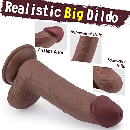 Realistic Big Dildos, 8.5 Inch Adult Sensory Sex Toys With Suction Cup, Body-Safe Material Sex Toys For Women And Men(Brown) - Image 3