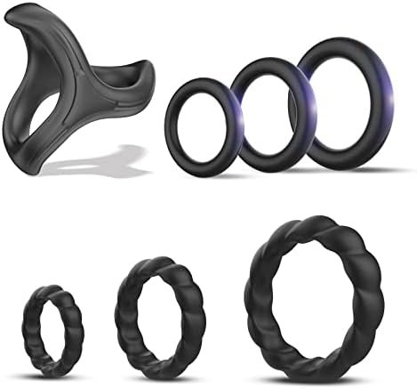 Silicone Penis Rings Set, 7 Different Sizes Cock Rings For Erection Enhancing, Long Lasting Stronger Men Sex Toy, Strechy Medicial Safe Adult Sex Toys & Games