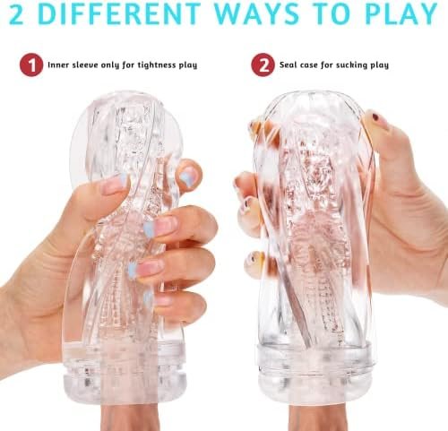 Seekiblizz Male Masturbator Cup Masturbation Sleeve Sex Toy, Portable Crystal Vagina Oral Sleeve Transparent Stroker Blowjob Sucking Stroker Easy Clean For Oral Play For Men - Image 2
