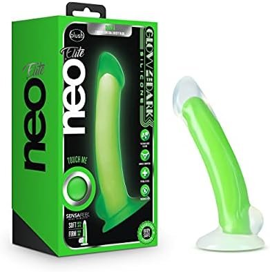 Neo Elite Glow In The Dark Omnia 7 Inch Silicone Dual Density Suction Cup Harness Compatible Dildo Sex Toy For Men Women Couples