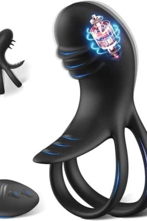 Vibrating Cock Ring, Onismo Silicone Penis Ring For Longer Stronger, Double Ring With Remote Control 10 Intense Vibration Modes, Mens Vibrator Waterproof Rechargeable, Adult Sex Toy For Men Couples