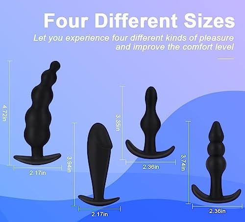Soxeeh 4 Pcs Anal Butt Plug Silicone Butt Plug Training Set Sex Toys For Men, Women And Couples - Image 2