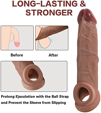 Penis Sleeve Extender Enlarger Sheath, Silicone Cock Sleeve Extension With Stretchy Loop For Men To Increase Length & Girth, Reusable Condom Dildo Penis Pump Enhancer Adult Couples Sex Toys For Men - Image 3