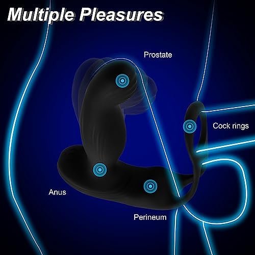 Prostate Massager Wiggling Anal Vibrator-Miyoti 10 Wave Motion &10 Vibration Modes Smart Heating Anal Plug With Ball & Cock Rings,Remote Vibrating Sex Toy For Male And Couple|Black - Image 3