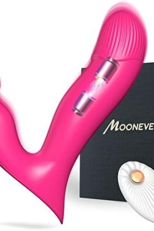 Mooneve Pulsating Wearable Vibrator For Women With 7 Virtual Thrusting Motion, Clitoral G Spot Butterfly Realistic Dildo Vibrator, Rechargeable Remote Control Silicone Adult Sex Toy