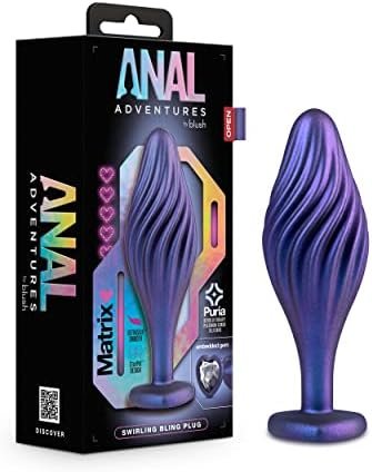 Anal Adventures Matrix Morpheus Silicone Anal Plug - Textured Swirled Bling Buttplug - Stayput Comfort For Safety - Satin Smooth Texture Ultrasilk - Tapered Head - Sex Toy For Him Her Couples