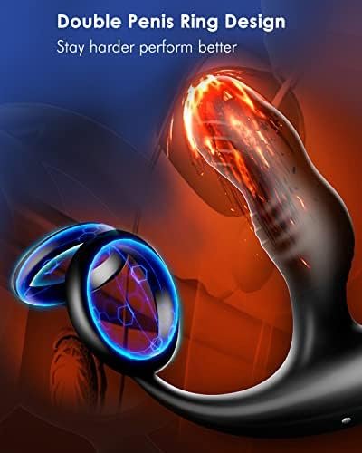 Vibrating Prostate Massager With Dual Cock Ring, 7 Vibration Modes Anal Plug With Remote Control, G-Spot Black Peanut Vibrator Sex Toys For Men, Women And Couple, Waterproof - Image 2
