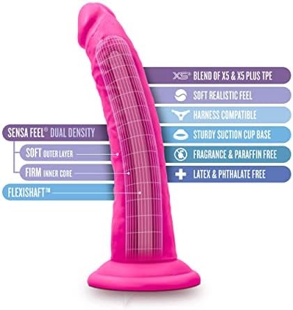 Blush Au Naturel Jack - 7 Inch Feels Like Skin Soft Sensa Feel Dual Density Realistic Dildo - Slim 1.5 Inch Thick - Strap On Harness Compatible Suction Cup - Flexishaft Body - Sex Toy Women Men - Image 2