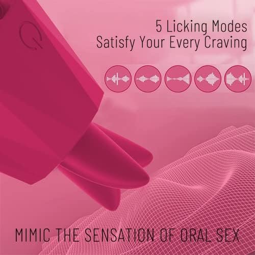 Adult Sex Toys Vibrator For Women - 5 Modes Female G Spot Clitoral Nipper Anal Licking Stimulator - Couple Sex Tongue Lick Toy - Waterproof Silicone - Rose Red - Image 3