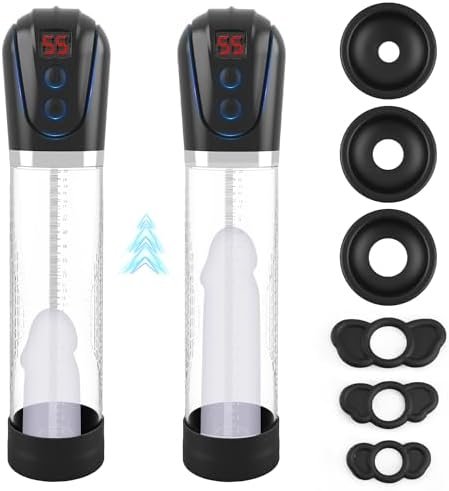 Sex Pump For Men, Strong Penis Pump Sex Toys For Enlarger With 3 Suction Mode, Electric Penis Vacuum Pump With 3 Cock Ring, Training Cock Pump With 3 Pocket Pussy For Male