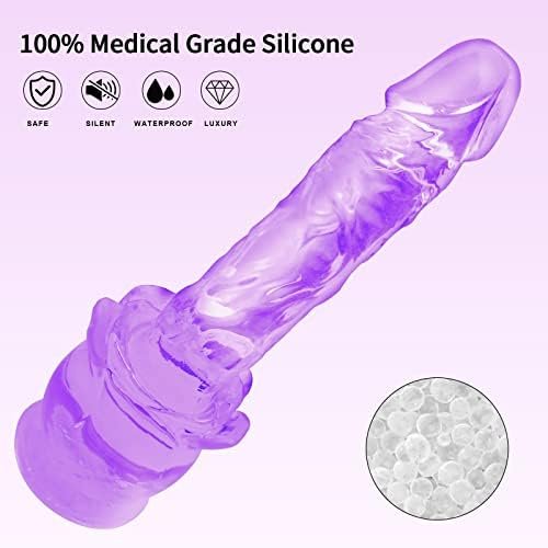 Realistic Dildo Sex Toy, 7.7 Inch Clear Dildo With Strong Suction Cup For Hands-Free Play, Body-Safe Material Anal Plug, Adult Toy Anal Dildo For Women And Men (Purple) - Image 2