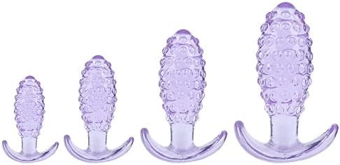 Nopnog 4Pcs/Set Pineapple Anal Plugs, Butt Plug, Prostate Massager, Tpe, Sex Toys For Men Women (Purple)