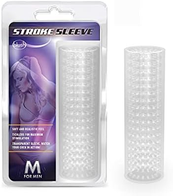 Blush M For Men Stroke Sleeve - One Size Fits All Male Masturbator - Soft Nubby Ticklers Caresses You - Easy To Clean Pocket Sized Travel Adult Sex Toys For Men Couples - See Through Clear