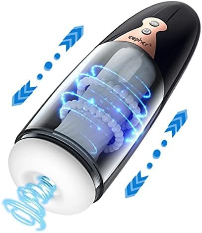 Automatic Male Masturbator, 5 Telescoping & Vibrating Electric Sex Masturbation Cup Penis Stroker For Men Hands Free Realistic Pocket Pussy & Oral Sex Blowjob