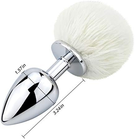 Bunny Tail Anal Plug, Metal Butt Plug With White Fluffy Rabbit Tail For Anal Sex Toys For Women Fun Sex Games (Big) - Image 3